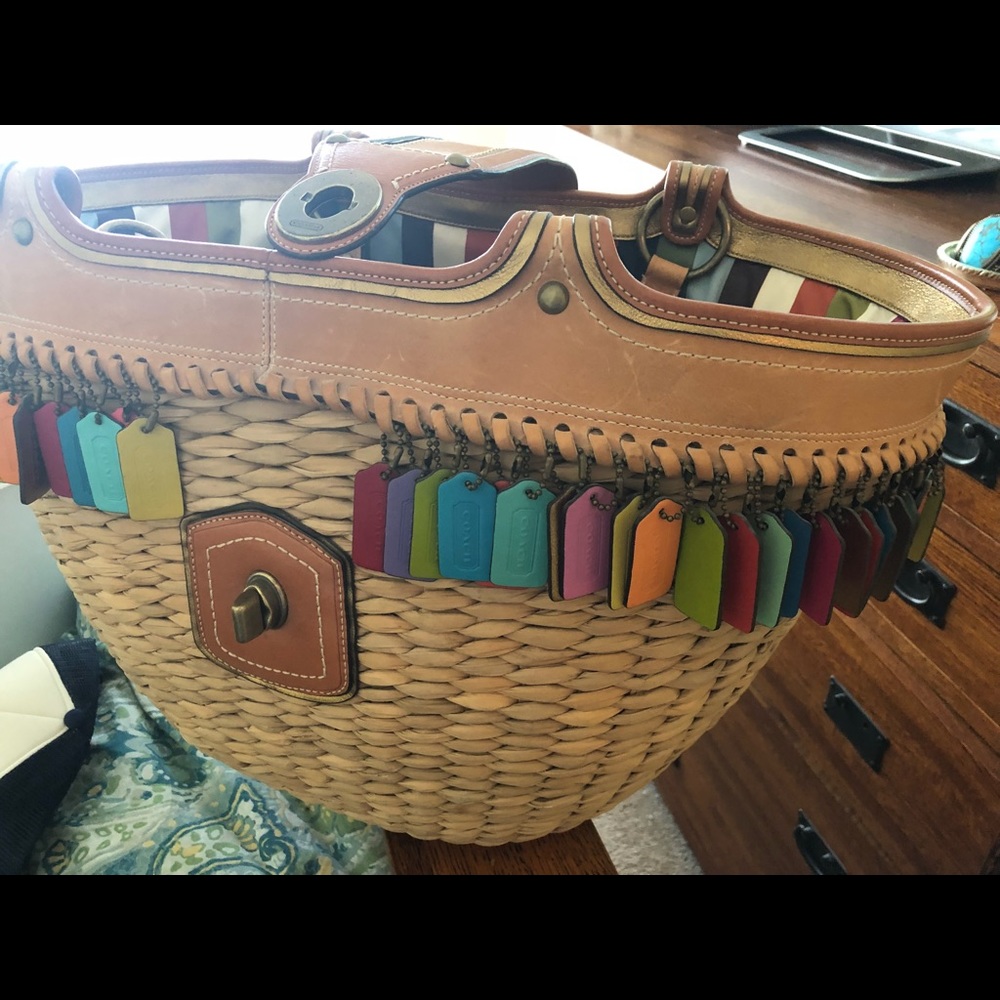 COPY - Coach straw tote with multi color Coach ta… - Picture 7 of 7
